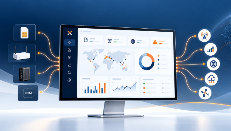 Dashboard view of Thingsdata Control for managing SIM cards, routers and gateways